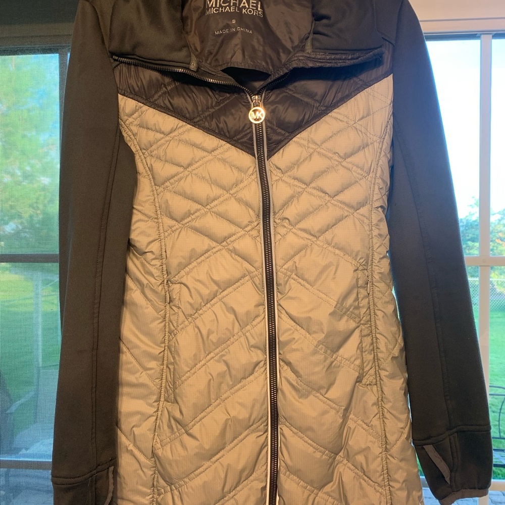 Michael Kors Two-Tone Black and Gray Puffer Jacket